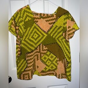 💚 Geometric Square Neck Blouse